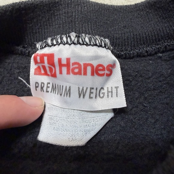 Vintage Blank Hanes Premium Weight Sweatshirt Black Mens L USA Faded - Picture 3 of 4